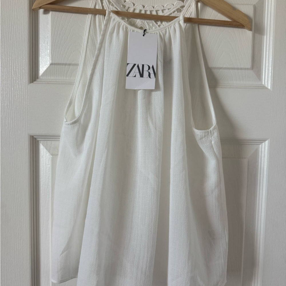 Zara • Sheer White Blouse